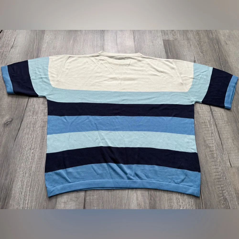 Vintage South Pole Men's Large Sweater Y2K Spell Out Striped Color Block Knit